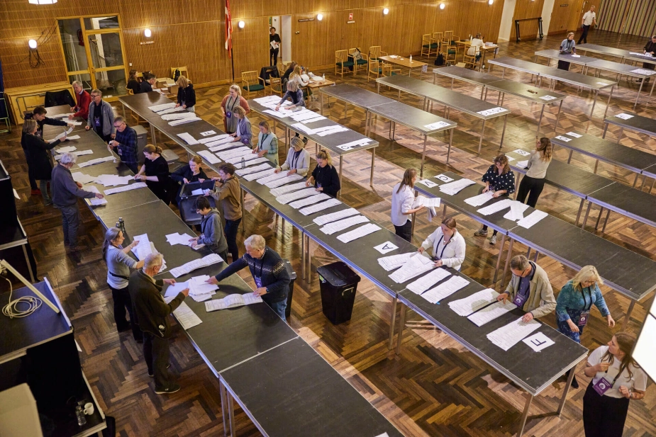 Genrefoto: Stemmeoptælling på Aarhus rådhus ved folketingsvalg i november 2022. (Arkiv).