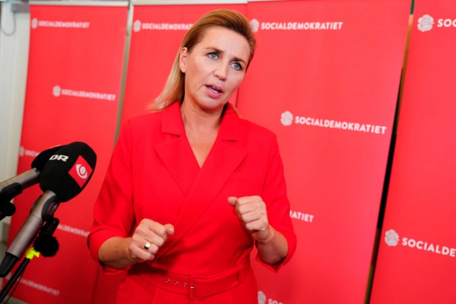 Mette Frederiksen (S) til pressemøde på Socialdemokratiets kongres i Aalborg lørdag eftermiddag.