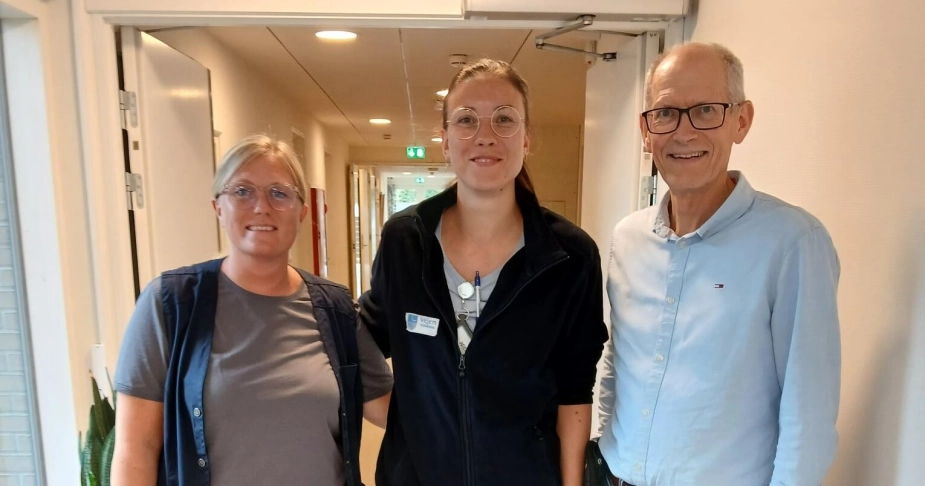 Camilla Høj Nielsen, sosu-assistent og faglig koordinator (tv), Nicole Callesen, sygeplejerske, og Bo Smith, leder af sygeplejen - alle fra Vejen Kommune.
