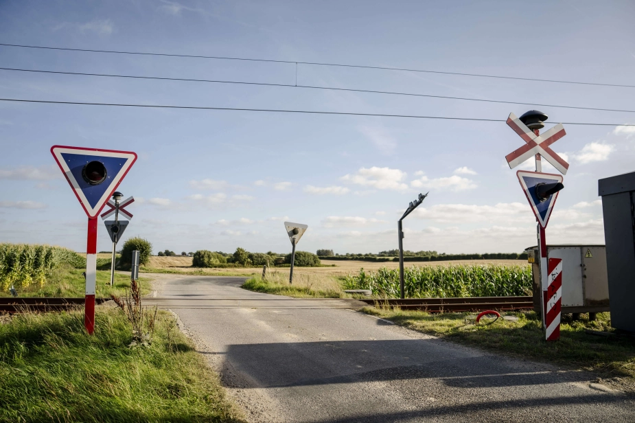 Jernbaneoverskæringen ved Bjerndrup nær Kliplev i Sønderjylland.