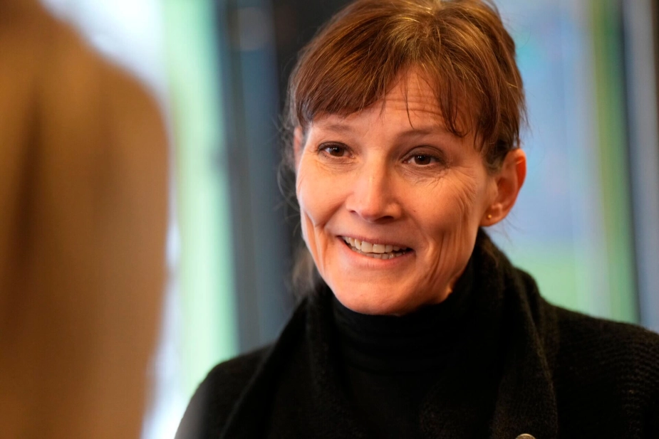 Benedikte Kiær (K) på pressemøde efter fintælling torsdag.