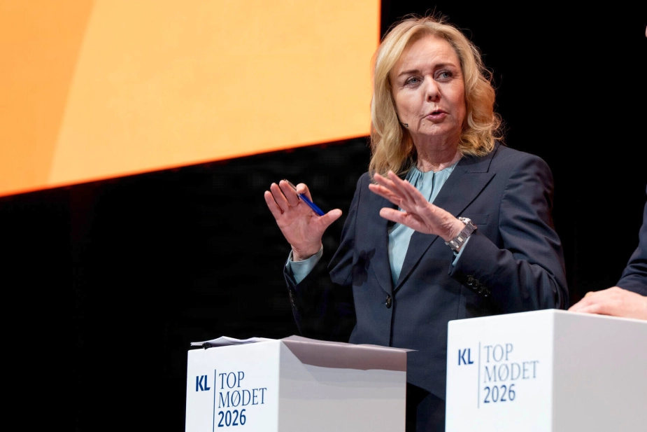 Her ses partiformand Mona Juul (K) til partilederdebat på Kommunalpolitisk Topmøde i sidste uge.