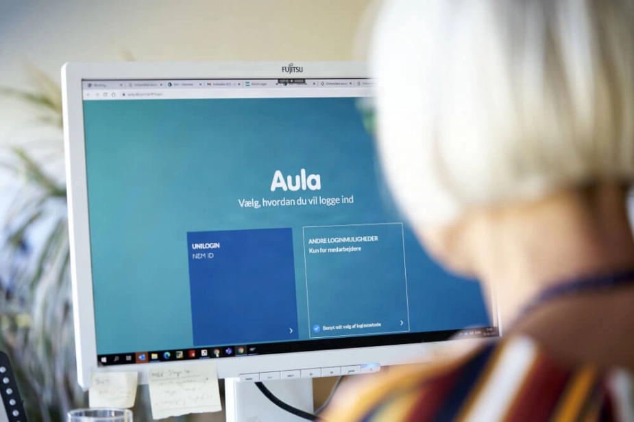 Platformen Aula bruges i dag af de fleste folkeskoler og bagtilbud. Aula har omkring to millioner aktive brugere, hvoraf mere end 600.000 logger på platformen på en almindelig hverdag. (Arkivfoto).