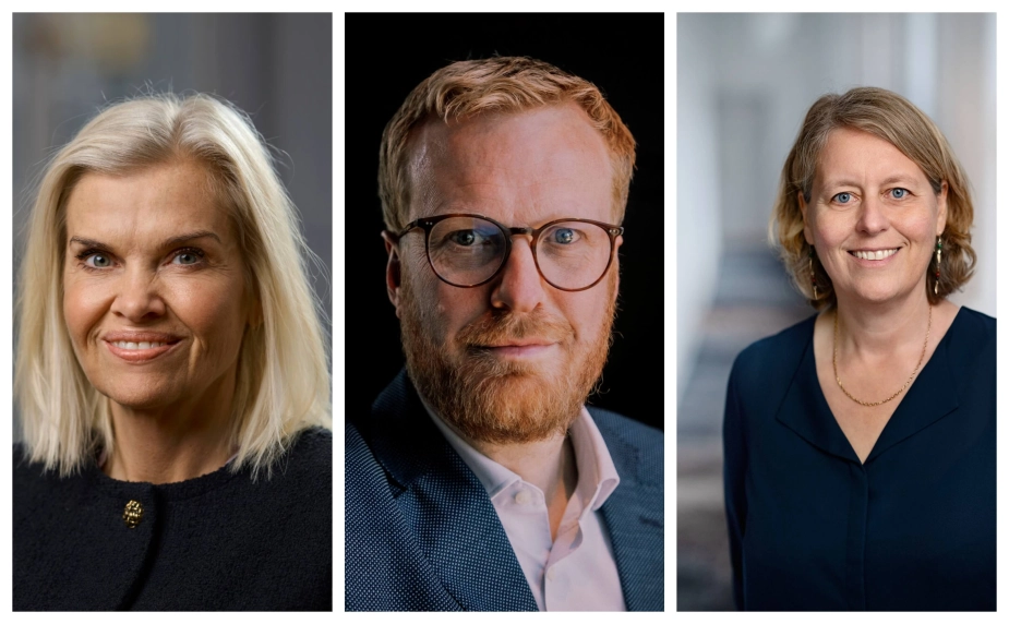 Fra venstre: Maria Bille Høeg fra Dansk Arbejdsgiverforening, Morten Skov Christensen fra FH og Anita Vium Jørgensen fra Danske A-kasser. Alle tre ser frem til samarbejdet med Ane Halsboe-Jørgensen som ny beskæftigelsesminister.