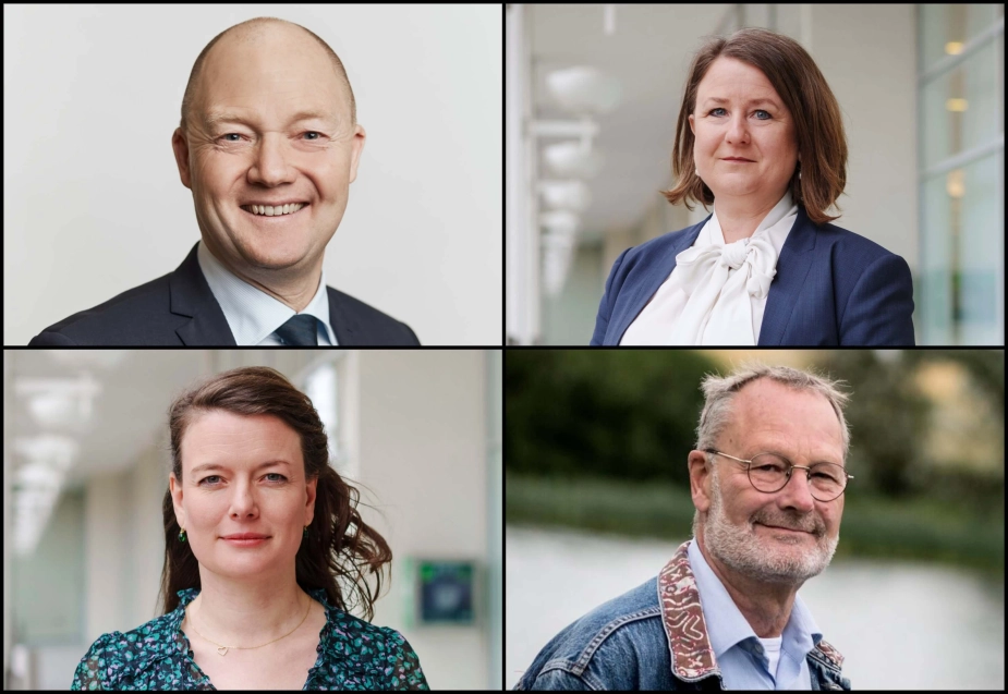 Øverst: Borgmester i Vejle Jens Ejner Christensen (V) og borgmester i Ishøj Merete Amdisen (S) Nederst: borgmester i Billund Stephanie Storbank (V) og borgmester i Ærø Peter Hansted (S).