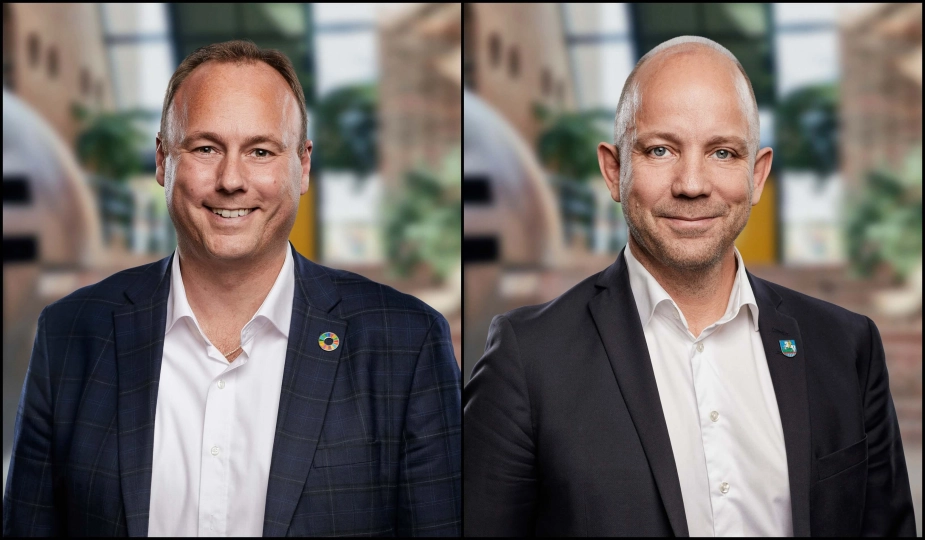 Klaus Flæng (tv.) vil sikre at Socialdemokratiet bevarer borgmesterposten selvom H.C. Østerby ikke genopstiller. Kenneth Tønning (th.) øjner mulighed for, at V kan overtage posten i den historisk set borgerlige kommune.