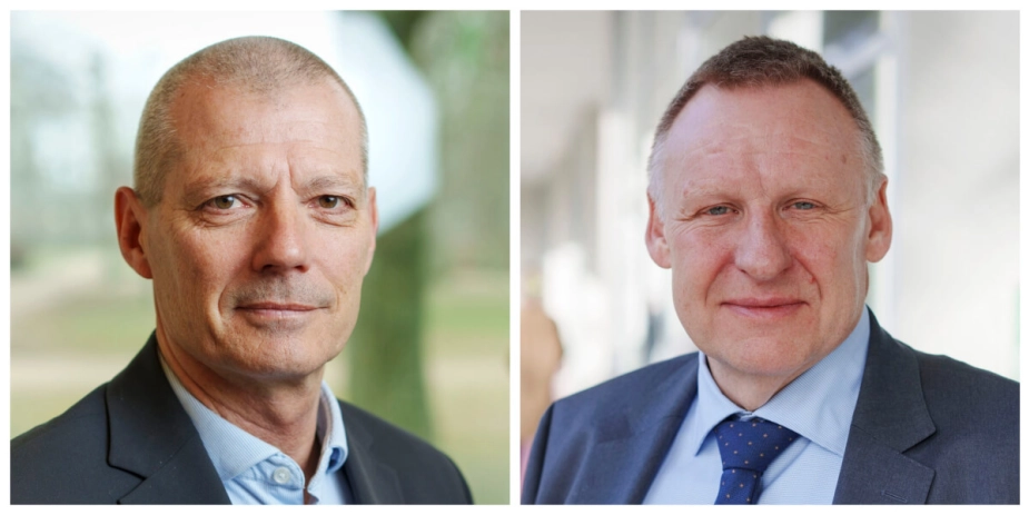 Borgmestrene i Hedensted Ole Vind (V), t.v. og i Favrskov Lars Storgaard (K) vil have tempo på analysen af udligningsystemet. Indenrigsminister Sophie Løhde (V) skal ikke vente et helt år med at sætte analysen i gang.