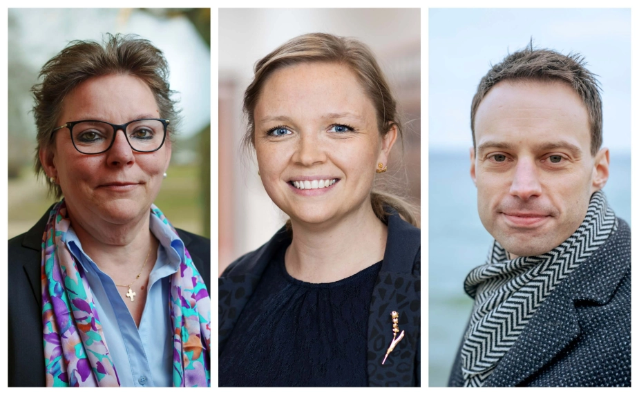 Borgmestrene Ann Sofie Orth (K), t.v. fra Rudersdal, Maja Højgaard (S) fra Brøndby og Anders Wolf Andresen (SF) fra Hvidovre kommenterer statsministerens nytårstale.