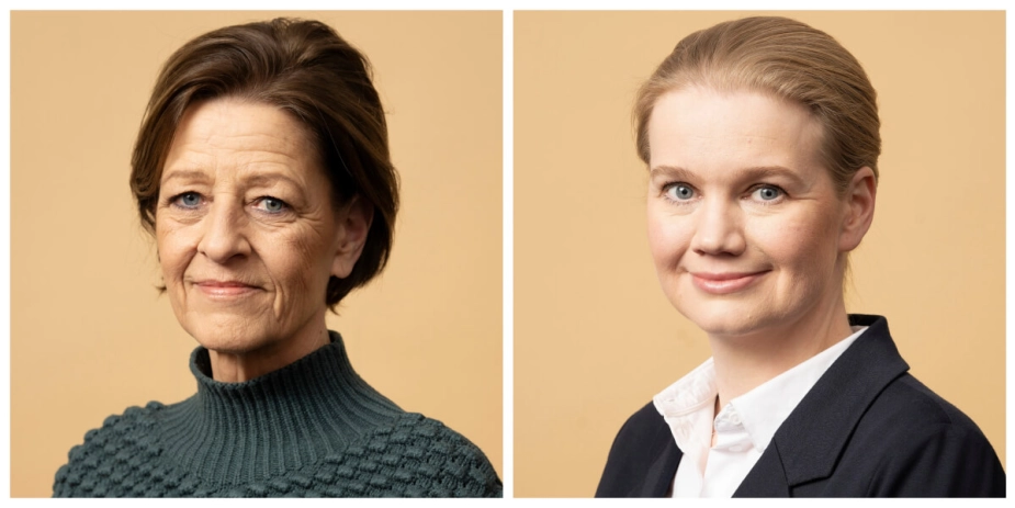 Kirsten Normann Andersen (t.v., SF) og Marlene Harpsøe (DD) er gået sammen om at kræve faste teams vedtaget ved lov samt en ekstra milliard kroner som engangsbeløb til ældreområdet fordelt på 2024-2026.