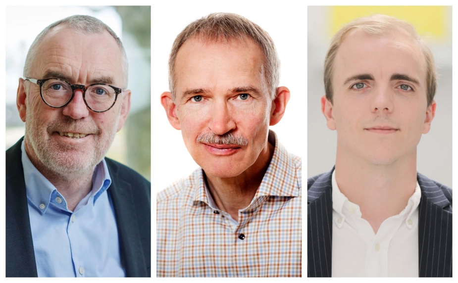 Chefredaktør på NB-Medier Arne Ullum (t.v.), projektchef hos VIVE Niels Jørgen Mau og CIO hos Dataproces Kasper Lund Nødgaard er enige om, at man skal se på hele tilskuds- og udligningssystemet, når regeringen sætter en analyse i gang.
