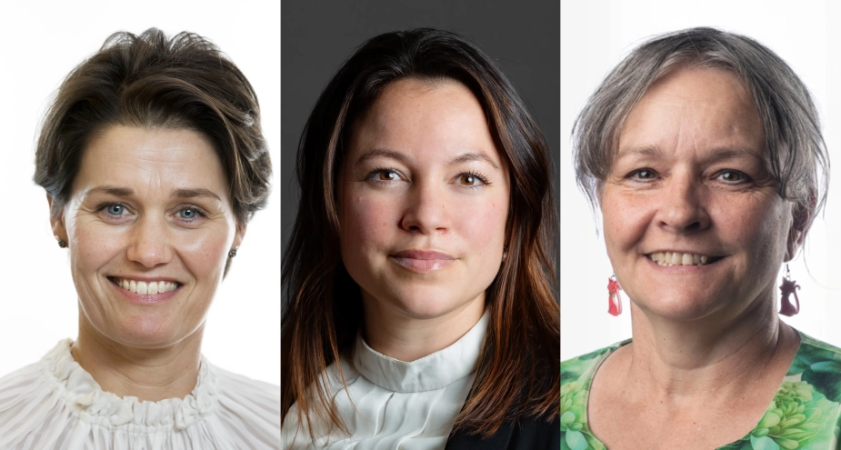 Fra venstre: Katrine Fusager Rohde (V), Clara Rao (V) og Nynne Printz (SF) skal alle forsøge at få borgmesterposten, når deres mandlige partikollegaer træder tilbage.