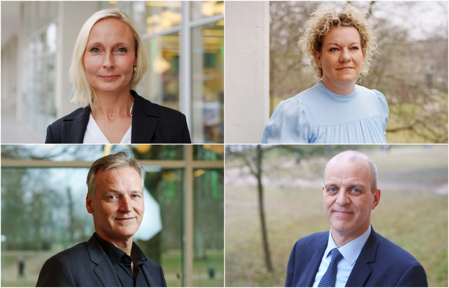 Her er fire af de fem kommunaldirektører, der fik en fyreseddel i 2025. Udover Sascha Volmer Sørensen, Camilla Nowak, Henrik Kolind og Henning Daugaard, der optræder på billederne, blev Henning Haahr Pedersen også fyret.