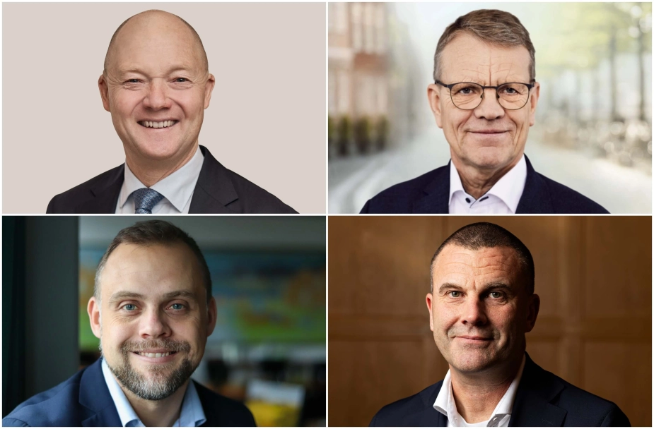 Fire borgmestre reflekterer over et skuffende valgresultat for deres respektive partier. Fra øverst til venstre er det Jens Ejner Christensen (V), Mikael Klitgaard (V), Steffen Jensen (S) og til sidst Bo Hansen (S).