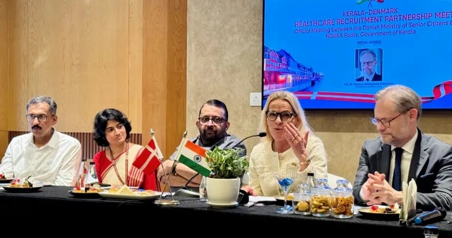 Ældreminister Mette Kierkgaard i Indien i januar 2026 for at underskrive partnerskabsaftale med delstaten Kerala.