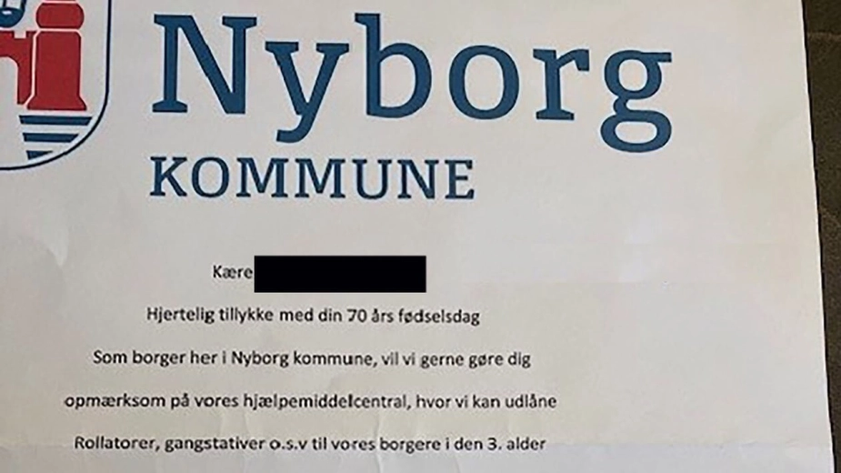 Her ses brevet, hvor en svindler udgiver sig for at være Nyborg Kommune.