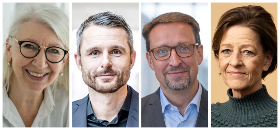 Fra venstre: Anne Frølich, professor ved Københavns Universitet, Christian Budde (V), rådmand for sundhed og omsorg i Aarhus Kommune, Jakob Bigum Lundberg, formand for Kommunale Velfærdschefer og direktør i Næstved Kommune og Kirsten Normann Andersen, ældreordfører for SF og formand for Ældreudvalget på Christiansborg