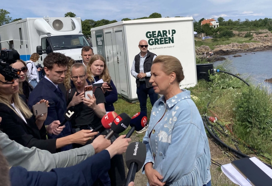 Mette Frederiksen holdt pressemøde efter åbningen af Folkemødet på Bornholm i dag.