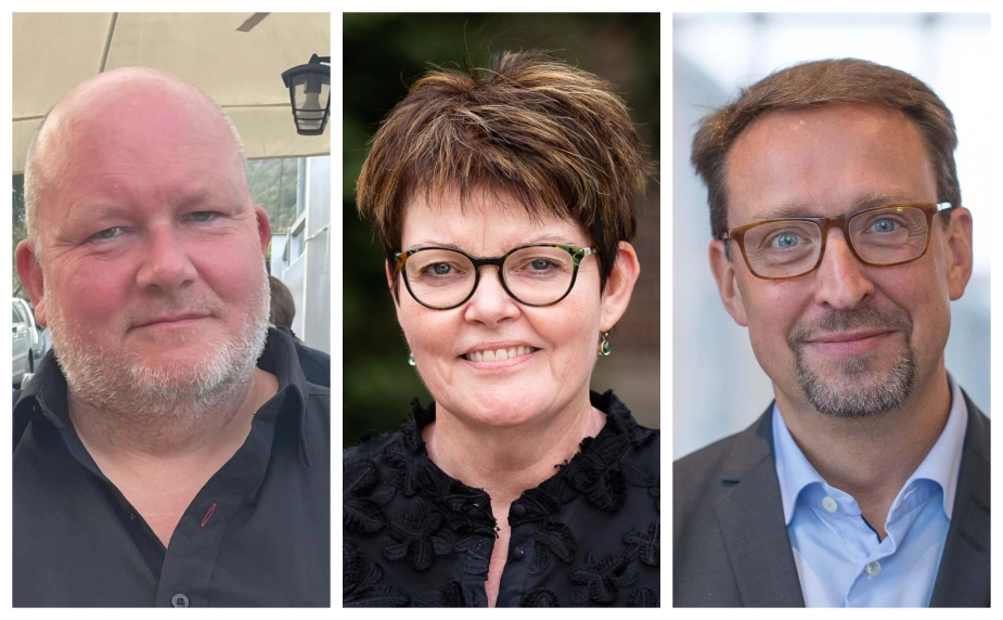 Ole Qvortrup Larsen, chefkonsulent i ledelsessekretariatet i Middelfart Kommune (tv.), Annette Lund, senior-, sundheds og fritidsdirektør i Kolding Kommune og Jakob Bigum Lundberg, direktør for Velfærdsforvaltningen i Køge Kommune.