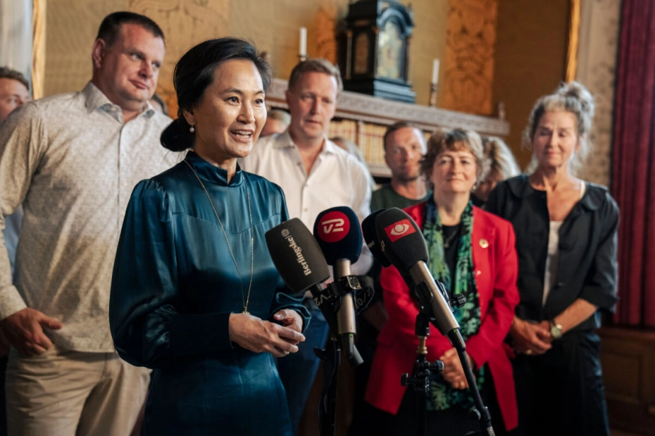 Kultur- og fritidsborgmester Mia Nyegaard (R) fortalte om budgetbevillingen til ungdoms-OL og en forundersøgelse af OL ved mandagens pressemøde om budgetaftalen på Københavns Rådhus.