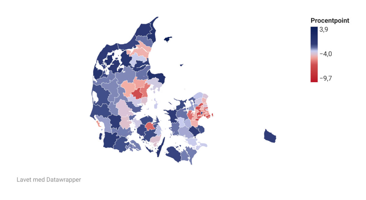 Kun i syv kommuner er andelen af erhvervsuddannede steget de seneste ti år