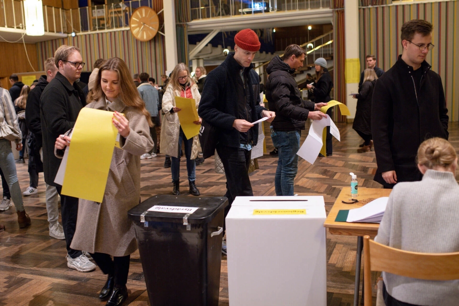 Kommunalvalget tirsdag den 16. november 2021 på rådhuset i Aarhus.