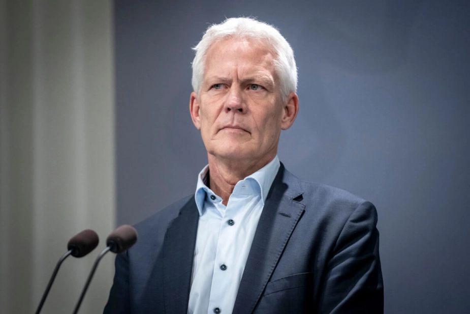Formand for Sundhedsstrukturkommissionen Jesper Fisker ved et tidligere pressemøde om den fremtidige organisering af sundhedsvæsenet.