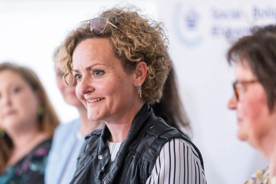 Social-og boligminister Pernille Rosenkrantz-Theil ved præsentationen af rammeaftalen for det specialiserede socialområde torsdag d. 2. maj.