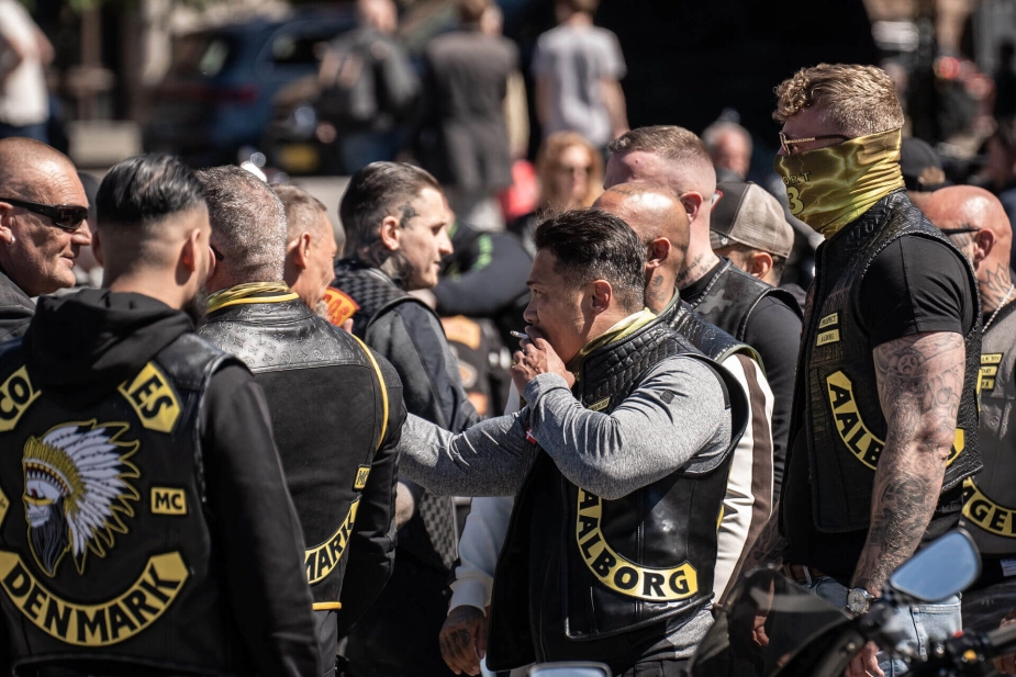 (ARKIV) Medlemmer fra klubben Comanches MC på Rådhuspladsen i København søndag den 12. maj 2024.