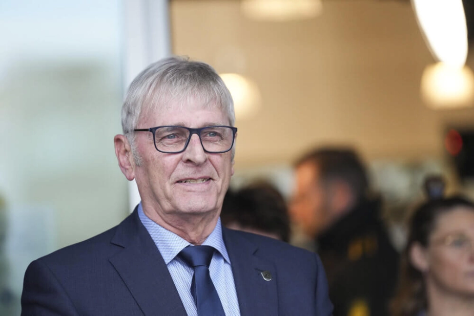 Borgmester Knud Erik Langhoff (K) var med, da regeringstoppen præsenterede sit udspil til en ældrereform på et plejehjem i Kolding i januar 2024. Han genopstiller ikke som borgmesterkandidat ved næste valg. (Arkivfoto).