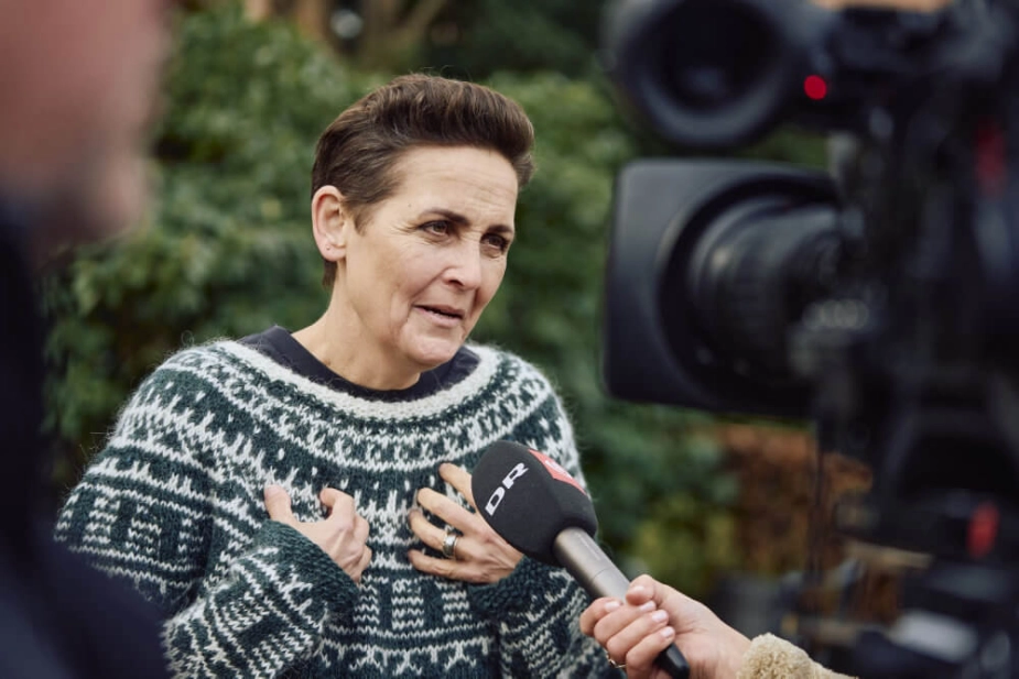 Formand for Socialistisk Folkeparti Pia Olsen Dyhr efter pressemøde om krav til en kommende regering om at naturen og biodiversiteten skal have en lov med bindende mål i København mandag den 16. marts 2026.