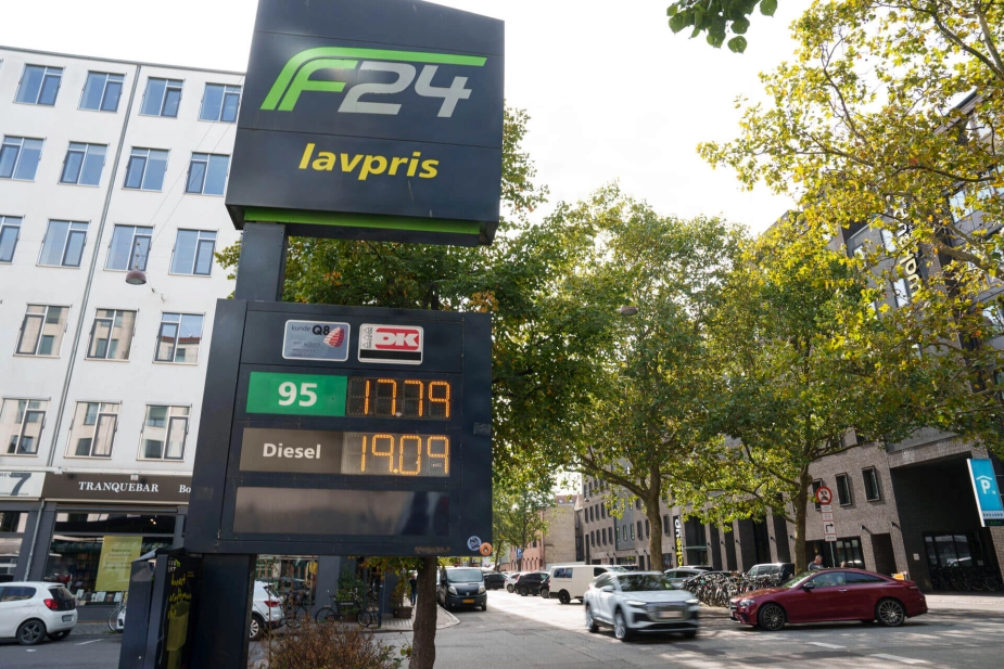 Benzin- og dieselpriser på en tankstation i København, mandag den 14. september 2026. Dieselprisen når højeste niveau nogensinde. (Foto: Liselotte Sabroe/Scanpix 2026)