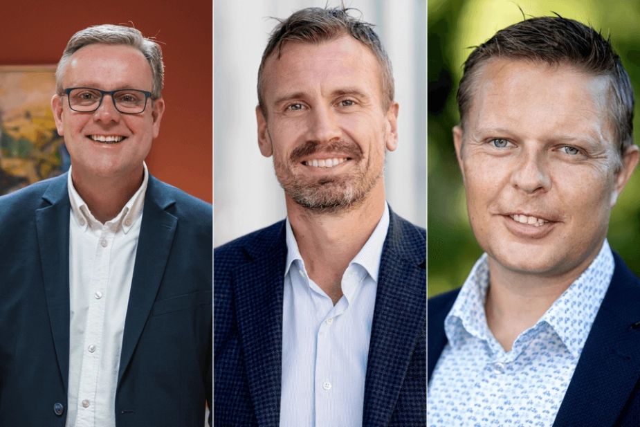 De tre nye direktører i Varde Kommune. Fra venstre: Hans Peter Due, Anders Stryhn og Anders Lundsgaard.