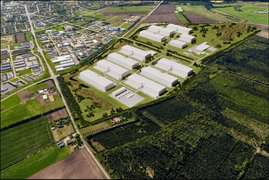Visualisering af datacenterprojektet ved Varde Syd.