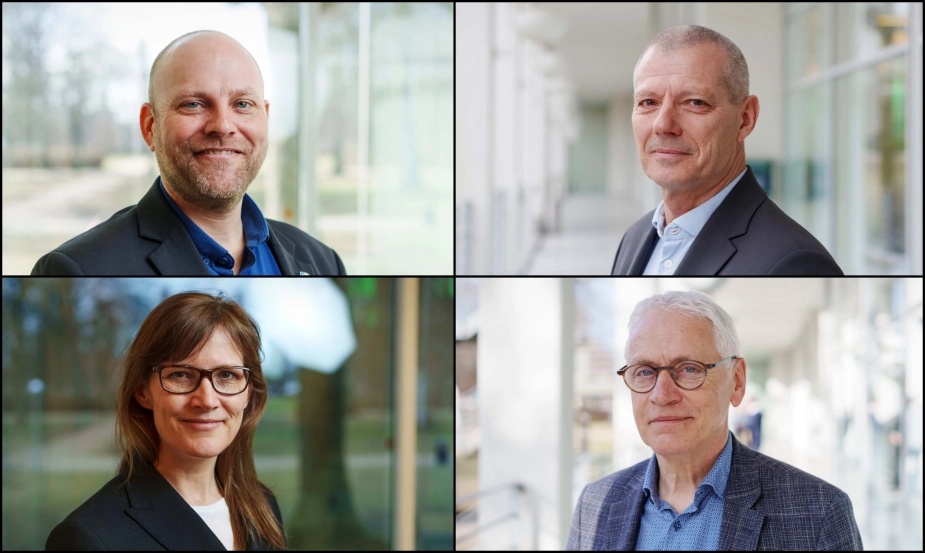 Øverst: Mikael Smed (S) og Ole Vind (V). Nederst: Benedikte Kiær (K) og H. C. Østerby (S).