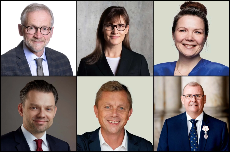 Disse borgmestre topper listen over de mest interessante opgør, hvor det er den nuværende siddende borgmester der går efter genvalg. Fra venstre: Jørgen Popp Petersen i Tønder, Benedikte Kiær i Helsingør, Marie Stærke i Køge, Michael Vindfeldt i Frederiksberg, Kasper Ejsing Olesen i Kerteminde og Gert Jørgensen i Sorø.