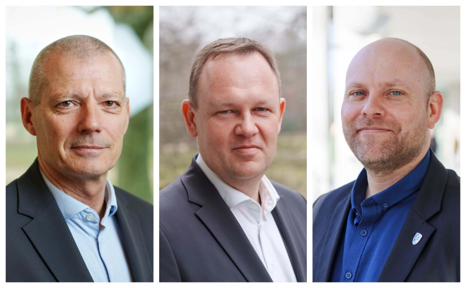 Borgmestrene Ole Vind (V) fra Hedensted (t.v.), Jesper Frost Rasmussen (V) fra Esbjerg og Mikael Smed (S) fra Vordingborg (t.h.) er enige i, at der er behov for et bredt kommissorium.