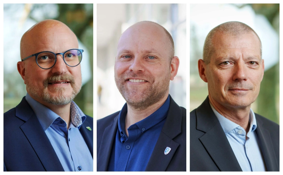 Borgmestrene Jesper Greth (V) fra Rebild (t.v.), Mikael Smed (S) fra Vordingborg og Ole Vind (V) fra Hedensted (V) mener, at KL skal melde klart ud, at de vil have et bredt kommissorium.