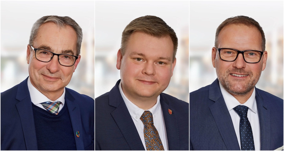De tre stemmeslugere ved sidste valg, John Brædder fra Guldborgsundlisten (tv.), borgmester Simon Hansen fra Socialdemokratiet (i midten) og René Christensen, der er skiftet fra DF til Moderaterne (th.).