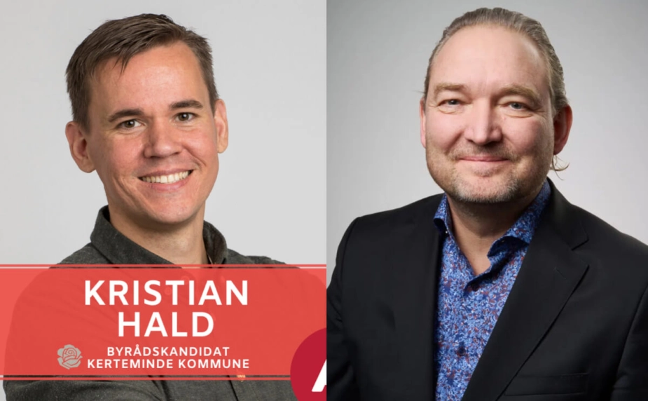Alex Haurand (th.) nægter at have udtalt, at han ville genoverveje konstitueringsaftalen, fordi han "ikke kan styre" Kristian Hald, sådan som Kjerteminde Avis citerede ham for at skulle have sagt i en privat samtale med S-gruppeformand.