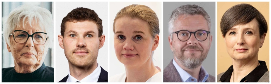 Fra venstre: Inger Møller Nielsen, formand for Danske Ældreråd, Anders Winnerskjold (S), formand for Kommunernes Landsforenings Sundheds- og Ældreudvalg, Marlene Harpsøe, ældreordfører Danmarksdemokraterne, Ulrik Johansen, direktør for Social og Sundhed i Favrskov Kommune og Sascha Faxe, ældreordfører Alternativet