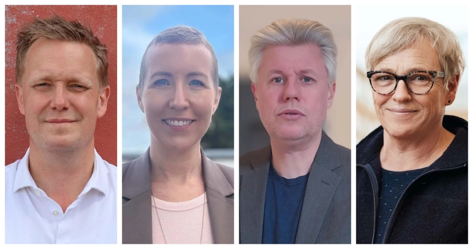 Fra venstre: Jens-Kristian Lütken (V), sundheds- og omsorgsborgmester i Københavns Kommune, Signe Lillegaard Haldgren, centerchef i Rudersdal Kommune, Rune Hagel Andersen, freelanceanalytiker og tidligere leder i en kommune og Kirsten Dyrholm Hansen, ældre- og rehabiliteringschef i Vejen Kommune.