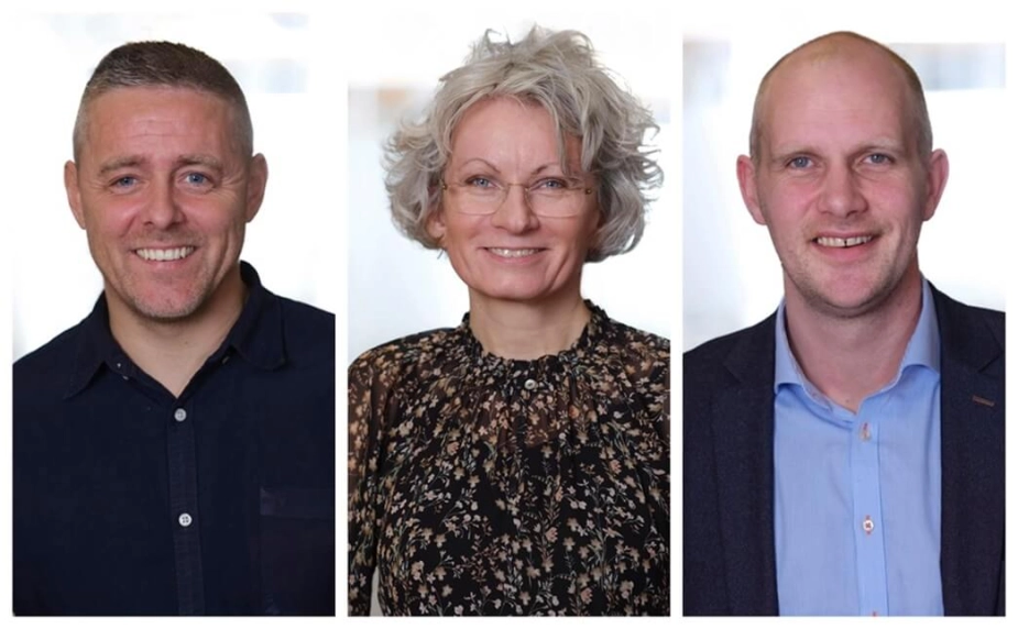 De nu tre tidligere medlemmer af Venstres byrådsgruppe i Favrskov. Morten Bang (t.v.), Birgit Liin og Simon Buus Olsen.