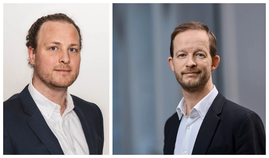 Kristoffer Lind Glavind (tv.), chefanalytiker i Arbejderbevægelsens Erhvervsråd, og Anders Borup Christensen (th.), cheføkonom i Dansk Arbejdsgiverforening, er uenige om udviklingen i antallet af varigt forsørgede.