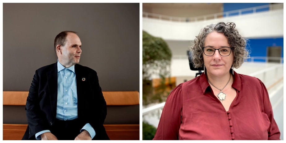 Formand for Danske Handicaporganisationer, Thorkild Olesen (t.v.), bliver udfordret af næstformand Sif Holst (t.h.).