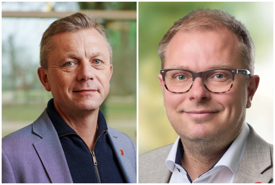 Socialdemokraten Kasper Ejsing Olesen (tv.) har siddet otte år som Kertemindes borgmester, men chancerne for en tredje periode er på usikker grund. Konservatives Michael Nielsen (th.) øjner muligheden for at blive borgmester.