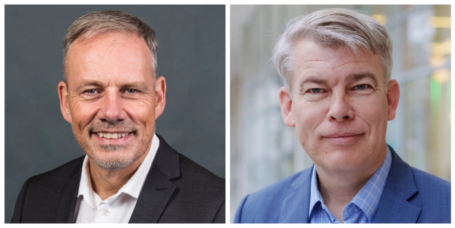 Flemming Storgaard (t.v.), kommunaldirektør i Ikast-Brande, er mere afventende i forhold til kunstig intelligens end kommunaldirektør-kollegaen Tom Ahmt fra Aabenraa.