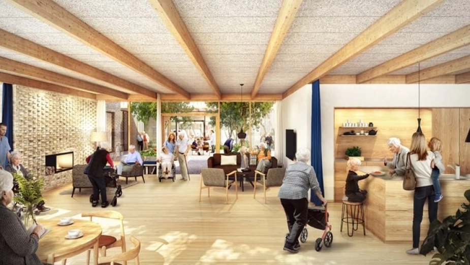 På Kong Gauers Gård er der blevet indrettet en lille bodega med poolbord, dartskive og plads til hygge omkring ternede duge. På sigt er det meningen, at folk fra lokalområdet også kan få mulighed for at være med til en hyggelig stund i bodegaen. Her ses fællesrummet for ældre og børn.