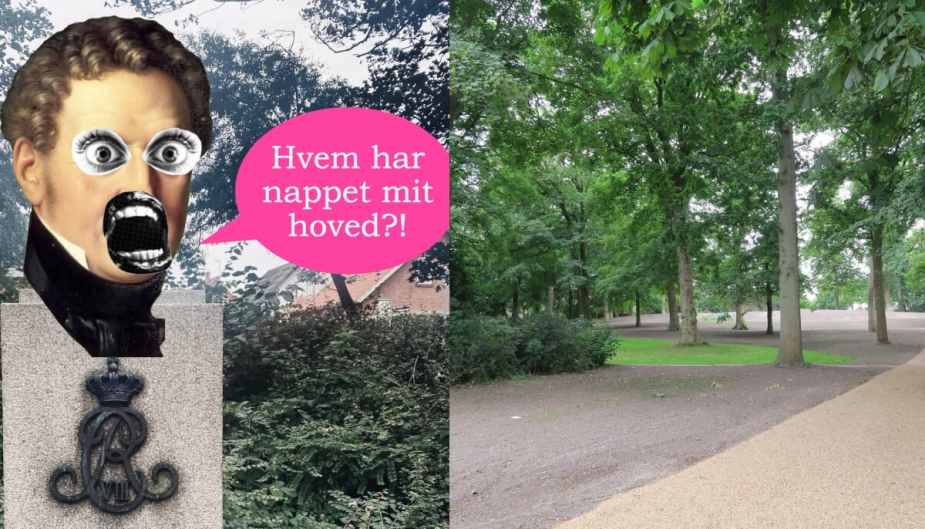 Det er fra denne bypark, at bronzebusten er blevet nappet.