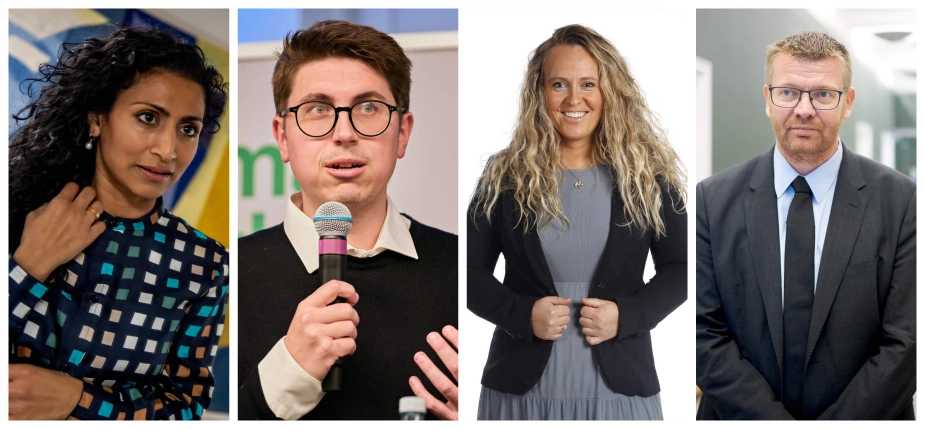 Fire ud af 17 formænd i sundhedsrådene er fra Konservative. Fra venstre: Purnima Erichsen, Christoffer Buster Reinhardt, Pia Buus Pinstrup og Joachim Hoffmann.