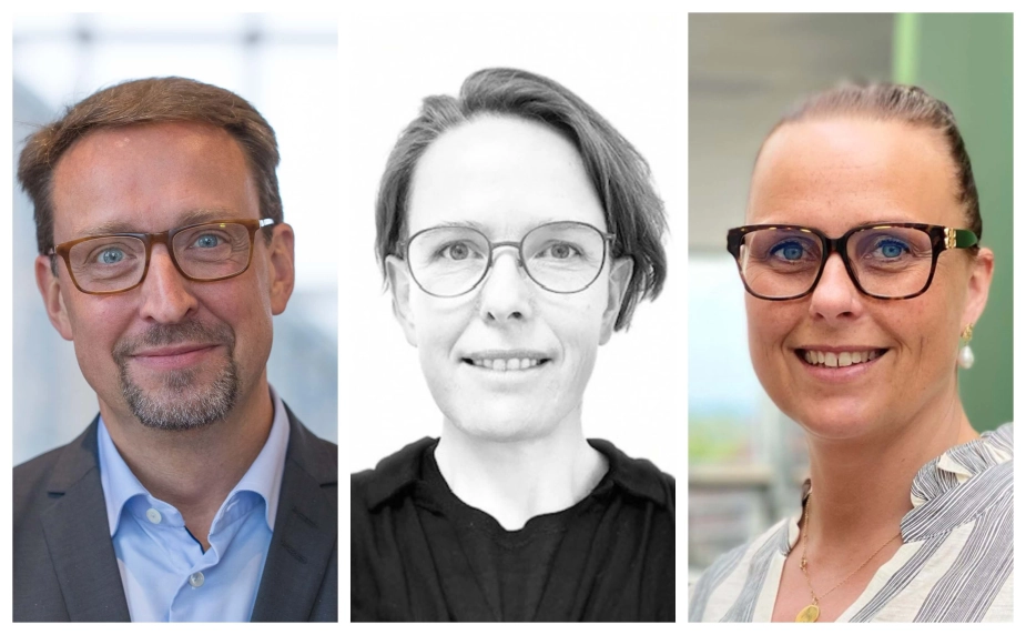 Jakob Bigum Lundberg, direktør for sundhed og ældre i Næstved Kommune, Lotte Rørby Lagoni, leder af forebyggelse, træning og rehabilitering i Faaborg-Midtfyn Kommune og Maila Brown Lundberg Tandrup, sundheds- og ældrechef i Horsens Kommune (th.)